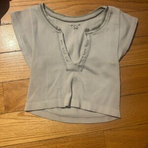 Amazon Gray Ribbed Crop Top